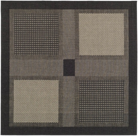 Safavieh Courtyard 6'-7" x 6'-7" Rug in Black / Sand