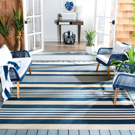 Safavieh Courtyard 10'-0" x 14'-0" Rug in Navy / Beige