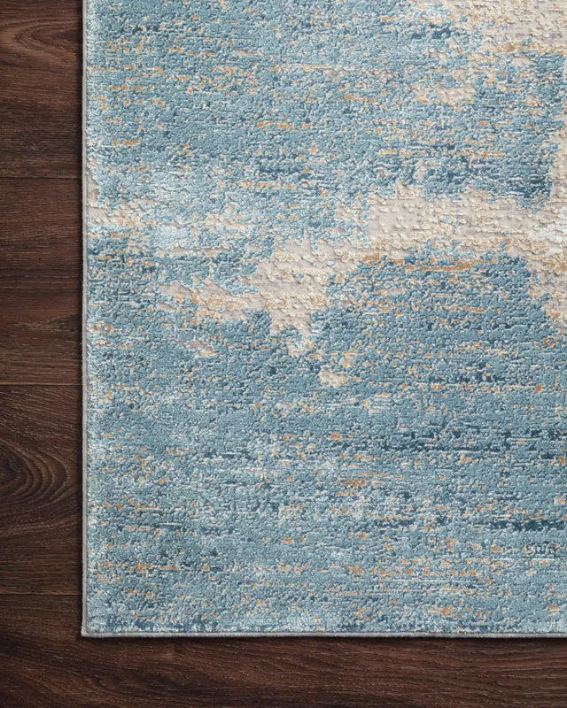 Loloi Sienne Sie-08 Sand / Ocean Rugs - corner on wood