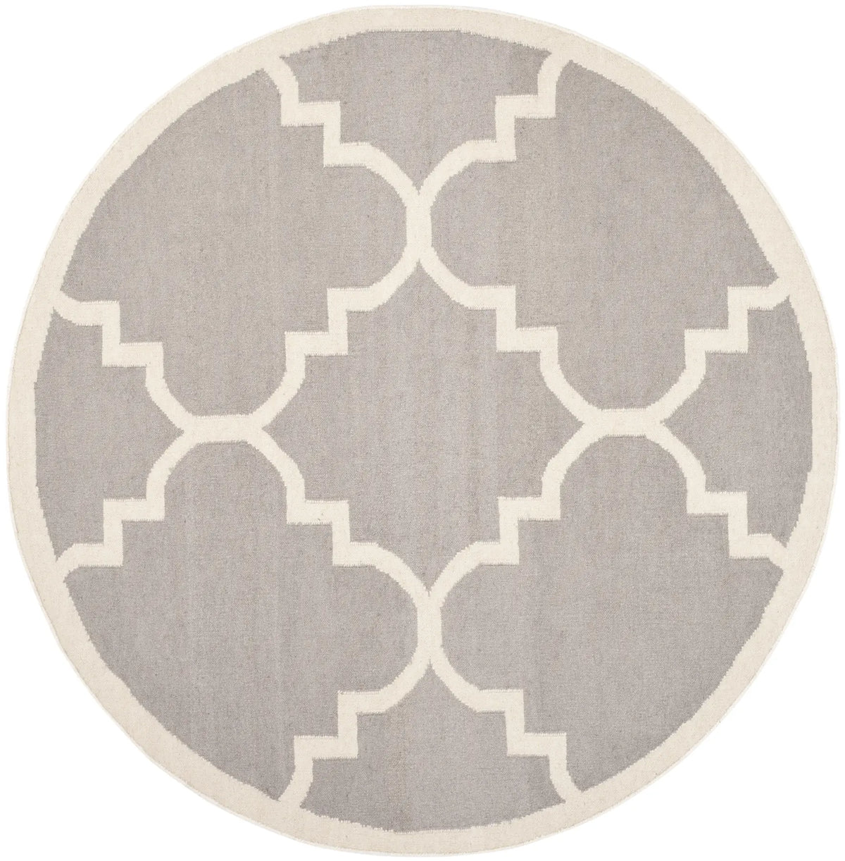 Safavieh Dhurries 6'-0" x 6'-0" Rug in Dark Grey / Ivory