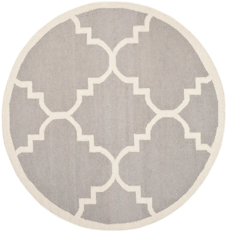 Safavieh Dhurries 6'-0" x 6'-0" Rug in Dark Grey / Ivory