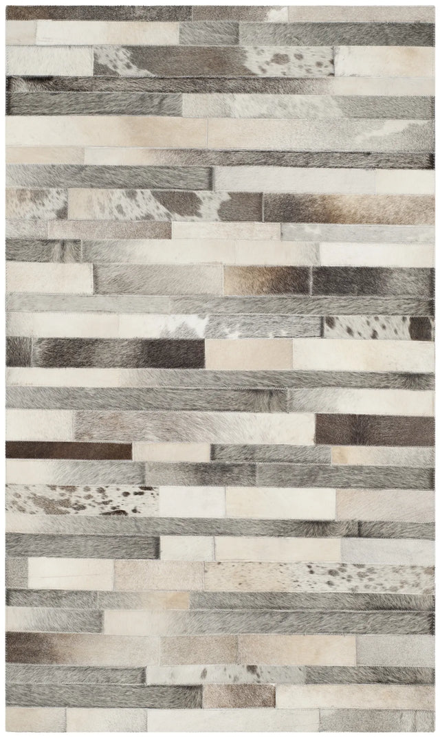 Safavieh Studio Leather 3'-0" x 5'-0" Rug in Grey / Ivory