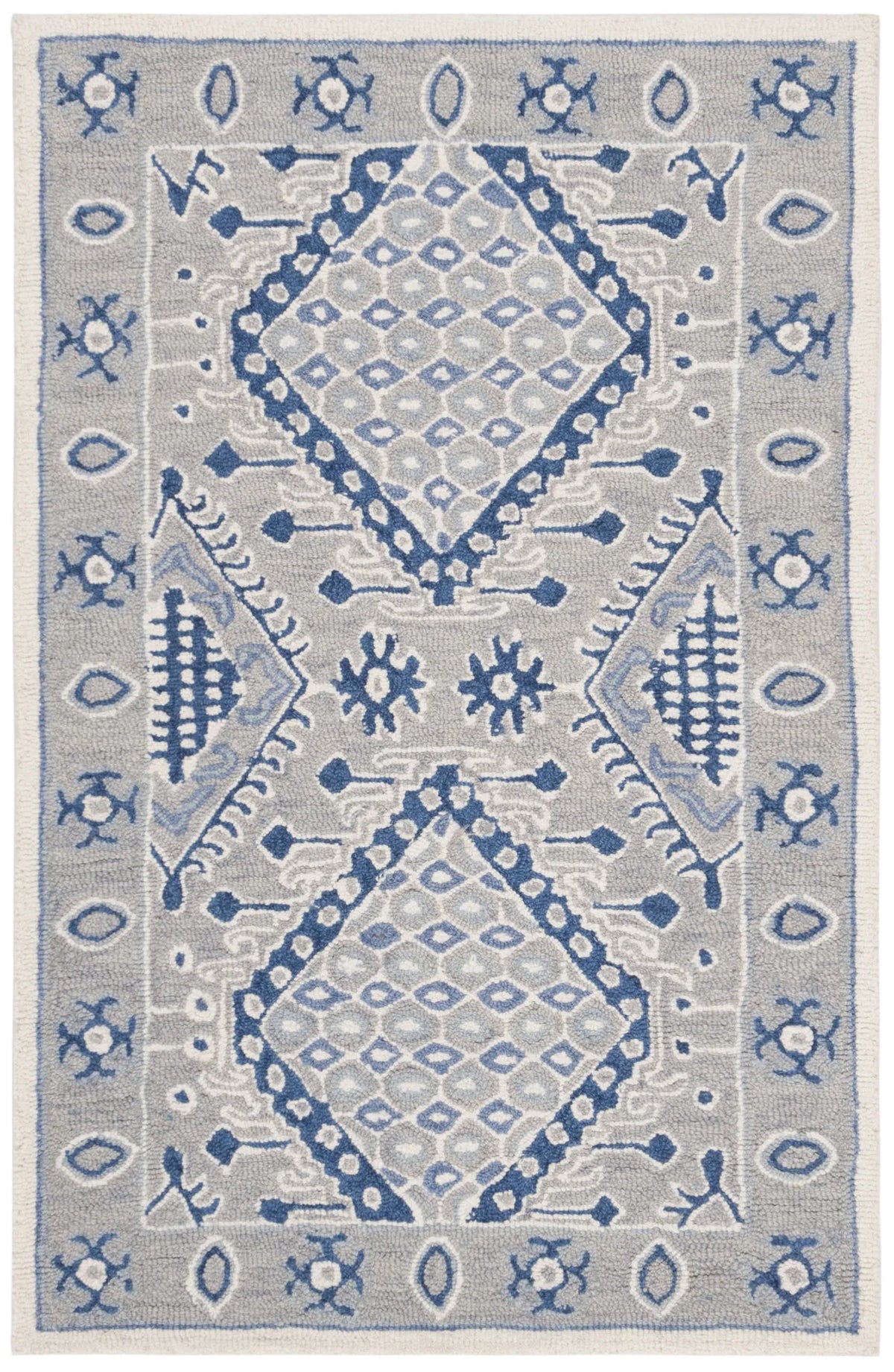 Safavieh Micro-Loop 2'-6" x 4'-0" Rug in Light Grey / Blue