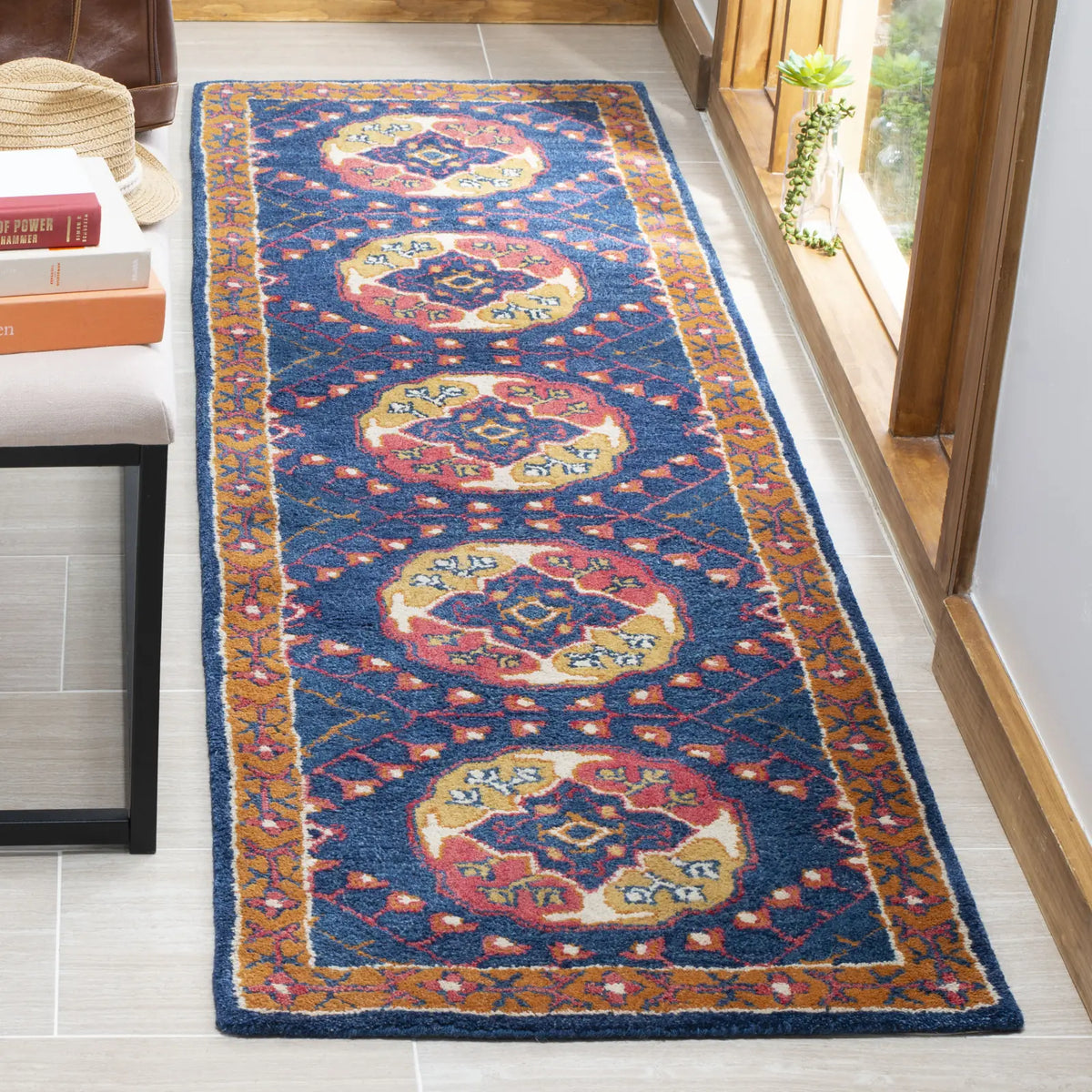 Safavieh Heritage 2'-3" x 8'-0" Rug in Navy / Red