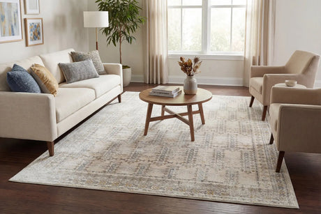 Dynamic Rugs Azure 12583 Power Loomed Transitional Ivory/Beige/Grey Rug - Room