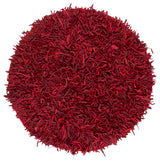 Safavieh Leather Shag 5'-0" x 5'-0" Rug in Red