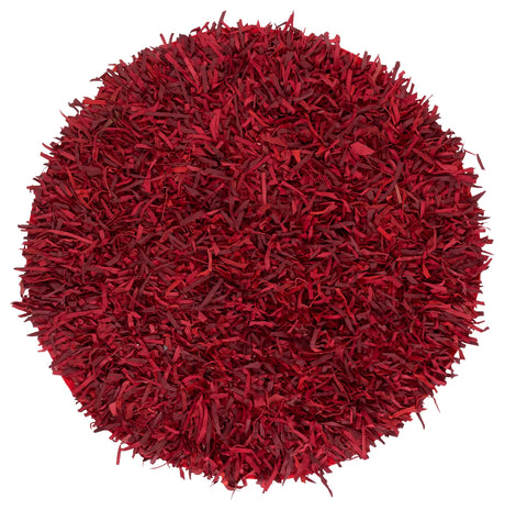 Safavieh Leather Shag 5'-0" x 5'-0" Rug in Red