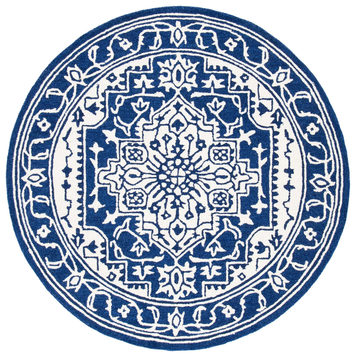 Safavieh Micro-Loop 5'-0" x 5'-0" Rug in Navy / Ivory