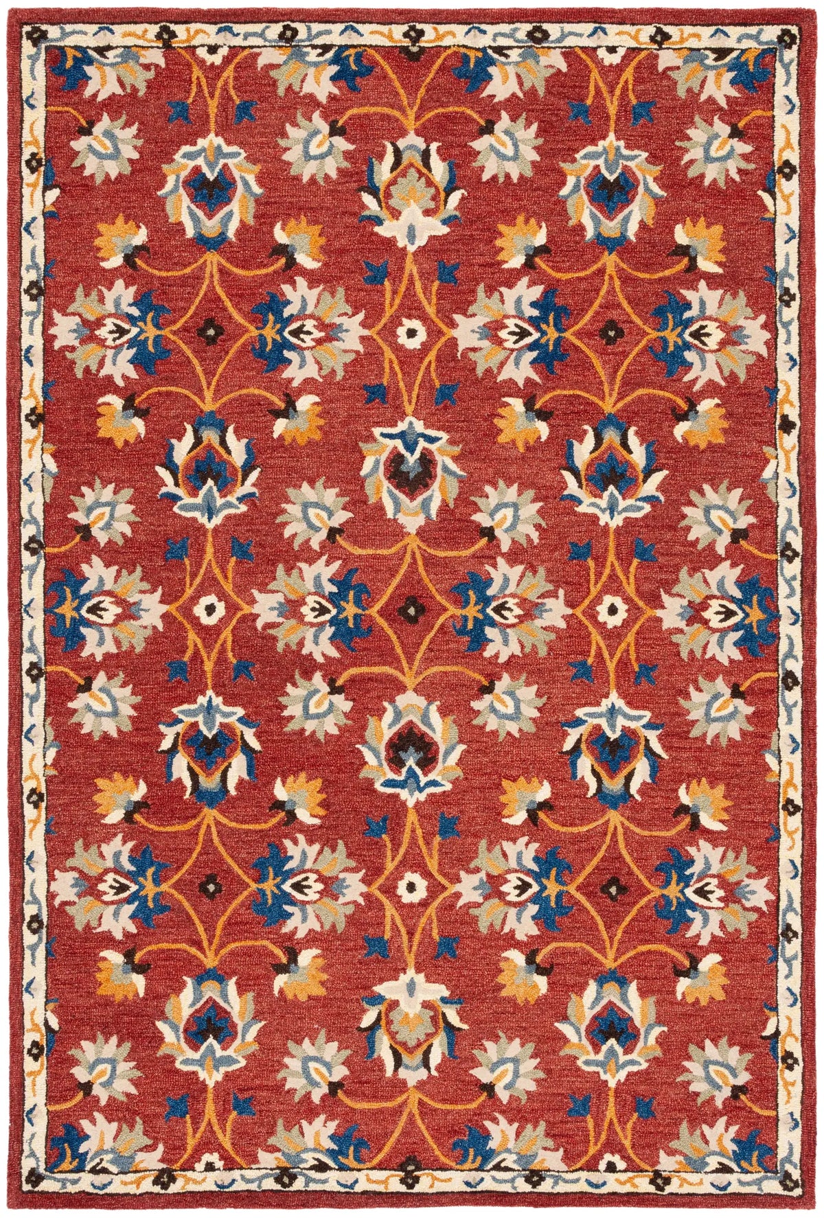 Safavieh Micro-Loop 4'-0" x 6'-0" Rug in Rust / Blue