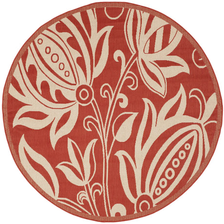 Safavieh Courtyard 5'-3" x 5'-3" Rug in Red / Natural