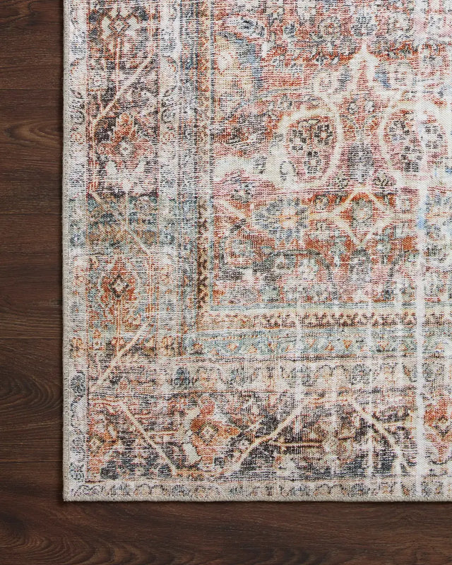 Loloi Adrian Adr-05 Sunset/Charcoal Rug - corner on wood