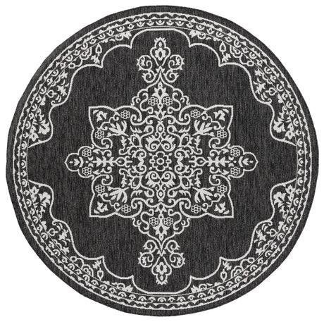 Safavieh Beach House 6'-7" x 6'-7" Rug in Charcoal / Ivory