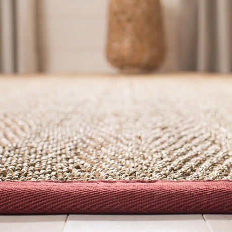 Safavieh Natural Fiber 5'-0" x 8'-0" Rug in Natural / Burgundy Red