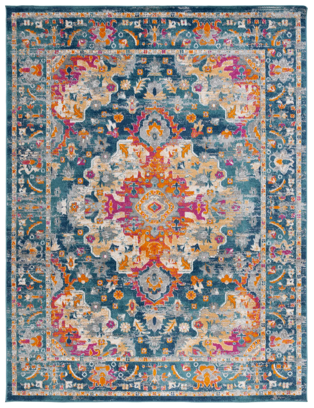 Safavieh Madison 10'-0" x 14'-0" Rug in Teal / Fuchsia