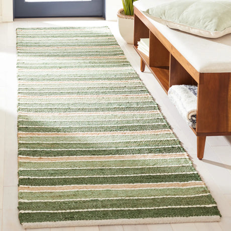 Safavieh Striped Kilim 2'-3" x 8'-0" Rug in Green / Natural