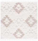 Safavieh Moroccan Tassel Shag 6'-7" x 6'-7" Rug in Ivory / Beige