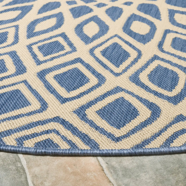 Safavieh Courtyard 6'-7" x 6'-7" Rug in Blue / Beige
