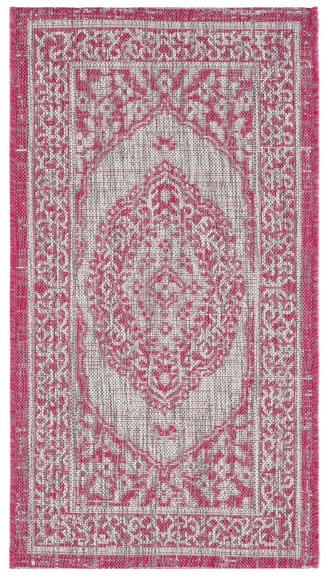 Safavieh Courtyard 2'-0" x 3'-7" Rug in Light Grey / Fuchsia