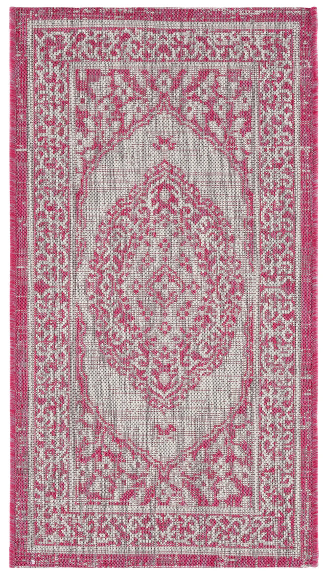 Safavieh Courtyard 2'-0" x 3'-7" Rug in Light Grey / Fuchsia