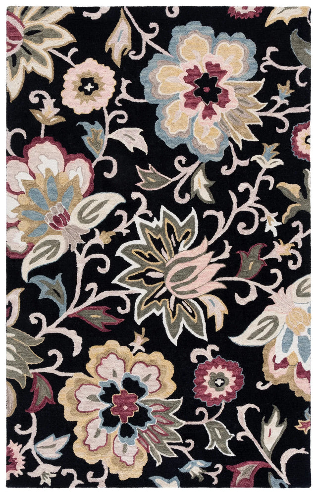 Safavieh Blossom 4'-0" x 6'-0" Rug in Black / Sage