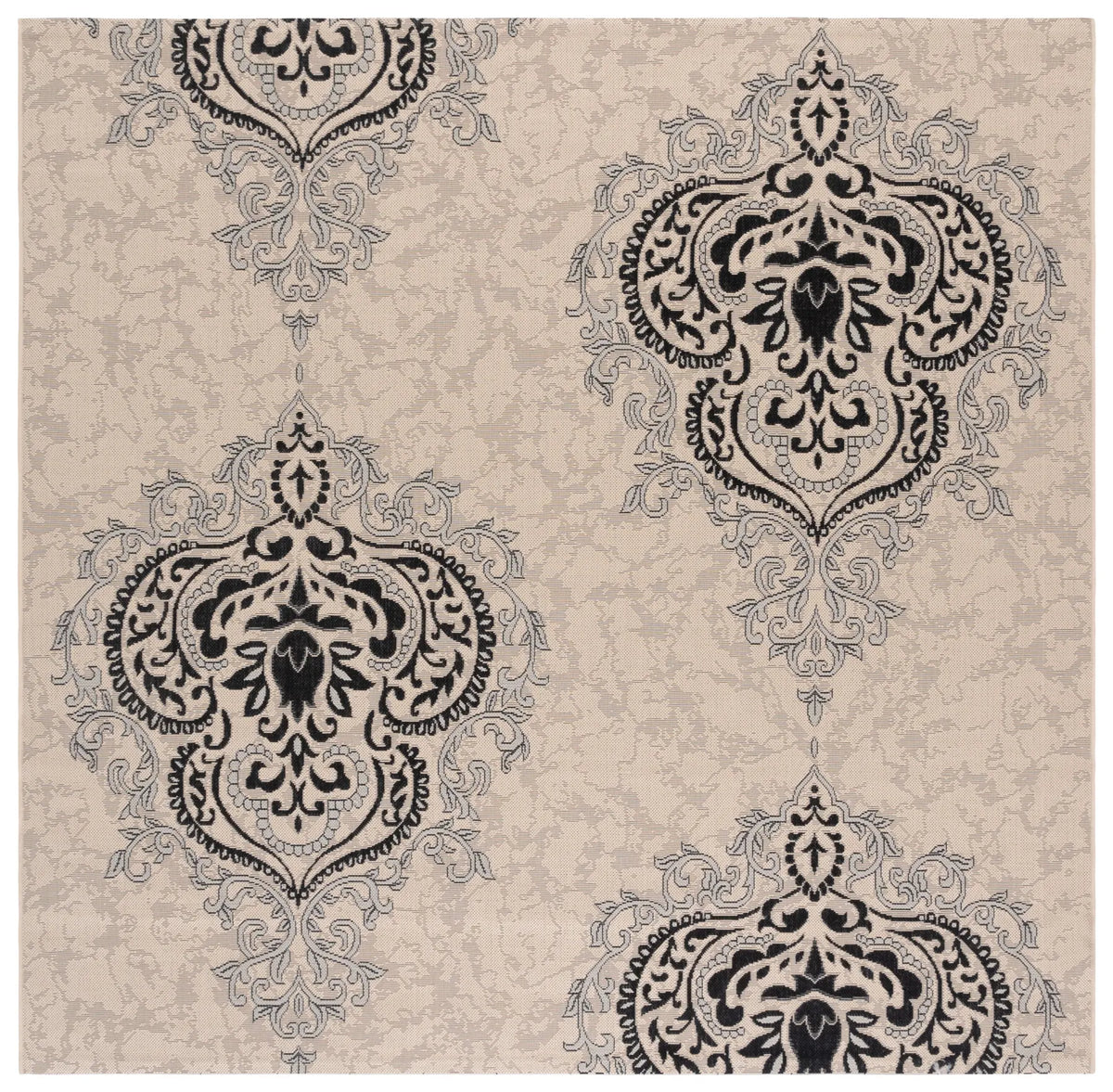 Safavieh Courtyard 7'-10" x 7'-10" Rug in Creme / Black