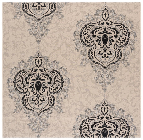 Safavieh Courtyard 7'-10" x 7'-10" Rug in Creme / Black