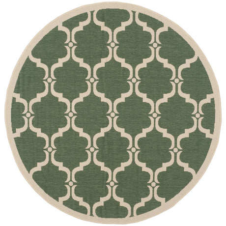 Safavieh Courtyard 5'-3" x 5'-3" Rug in Dark Green / Beige