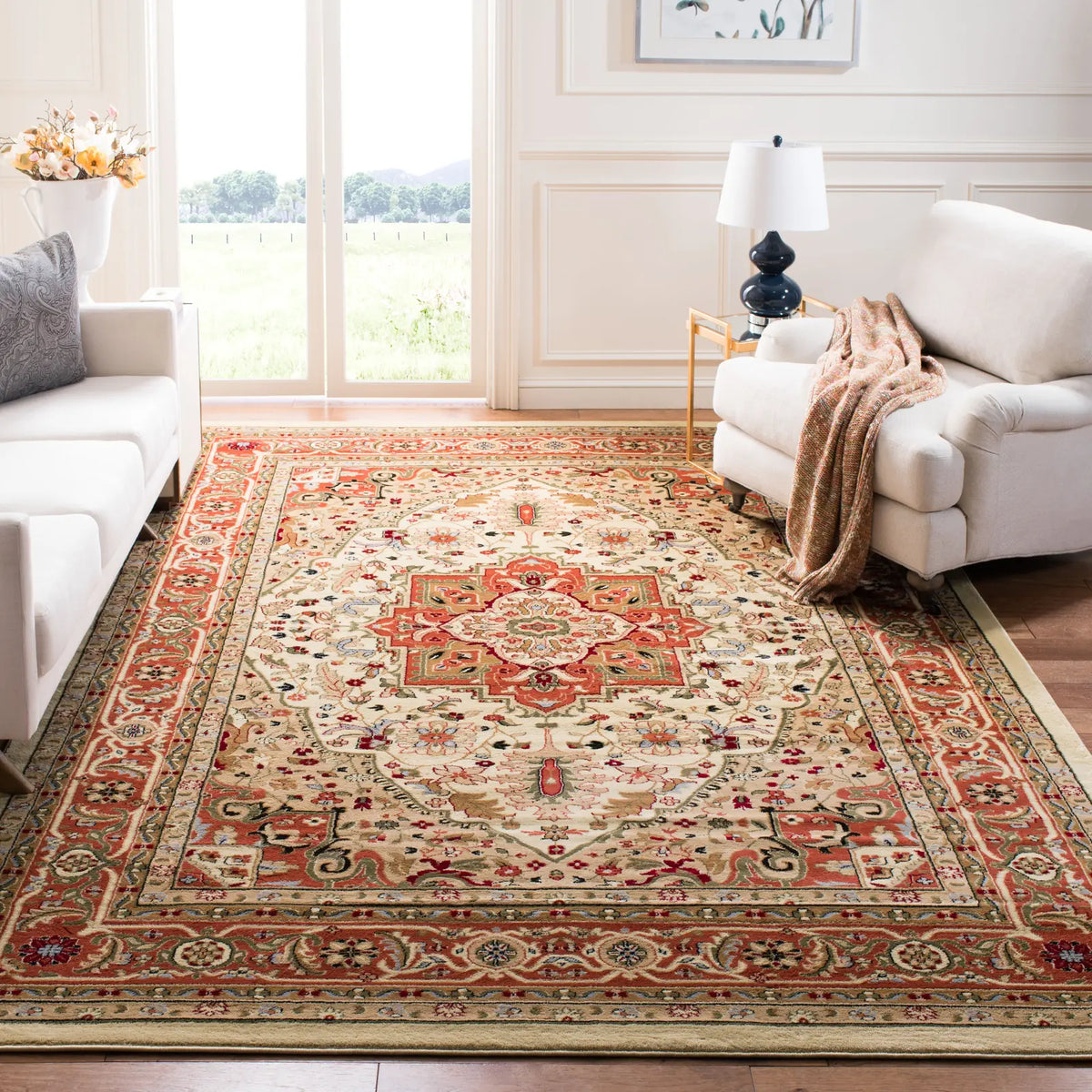 Safavieh Lyndhurst 10'-0" x 14'-0" Rug in Ivory / Rust