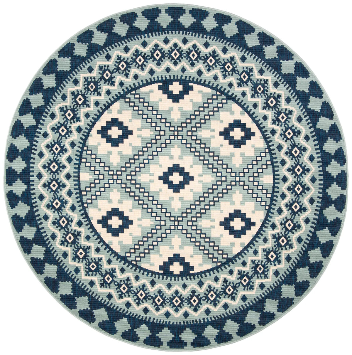 Safavieh Veranda 6'-7" x 6'-7" Rug in Ivory / Blue