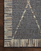 Loloi Rainier Rai-09 Slate/Multi Rug - corner on wood