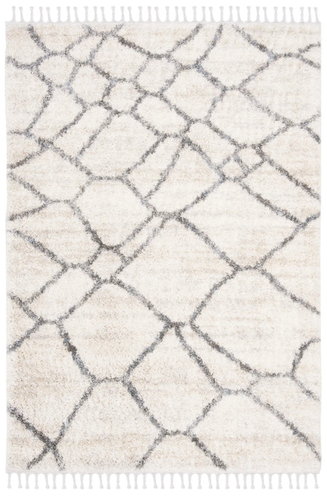 Safavieh Berber Fringe Shag 5'-3" x 7'-6" Rug in Cream / Grey
