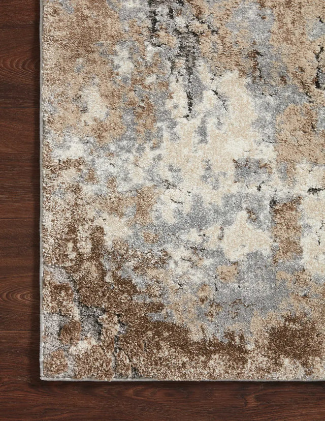 Loloi Theory Thy-09 Dove/Bark Rugs - corner on wood