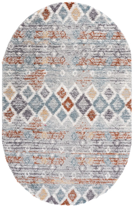 Safavieh Berber Shag 5'-0" x 8'-0" Rug in Blue Rust / Ivory