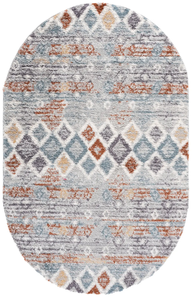 Safavieh Berber Shag 5'-0" x 8'-0" Rug in Blue Rust / Ivory
