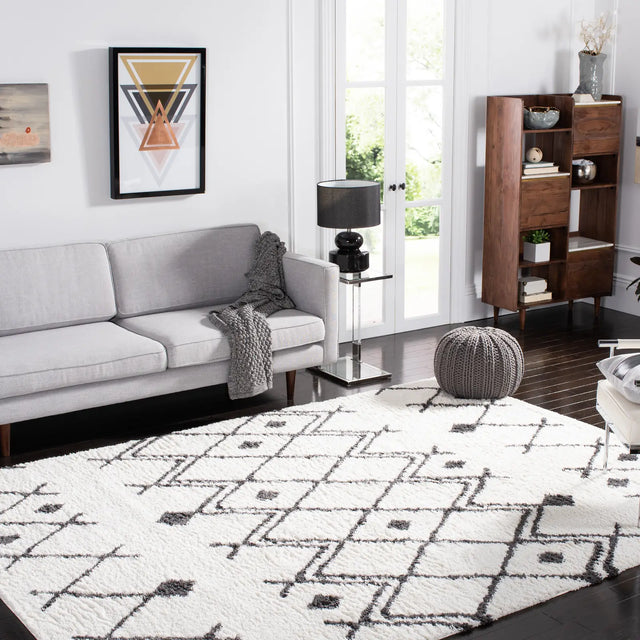 Safavieh Berber Shag 10'-0" x 14'-0" Rug in Ivory / Dark Grey