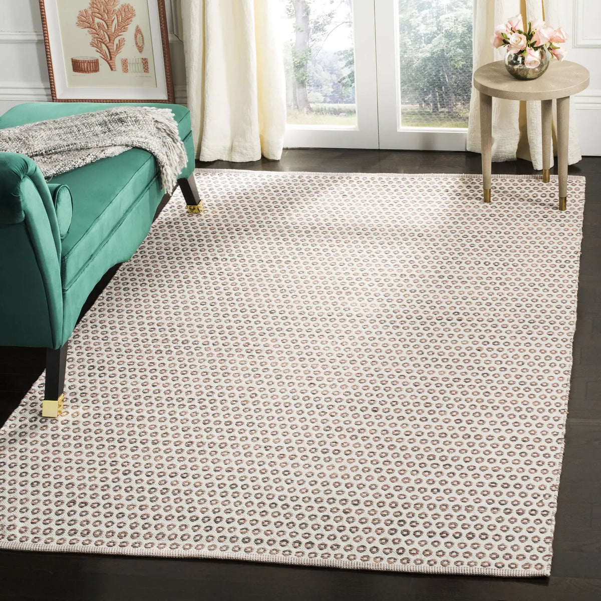 Safavieh Montauk 5'-0" x 8'-0" Rug in Charcoal/Peach / Ivory