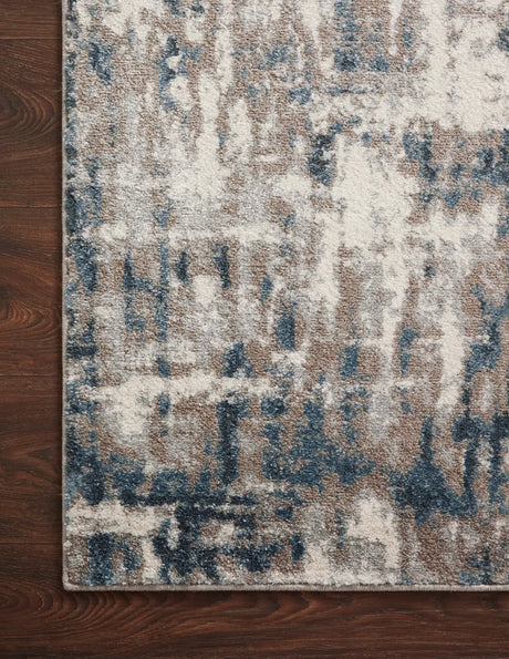 Loloi Spirit Spi-02 Stone/Blue Rugs - corner on wood