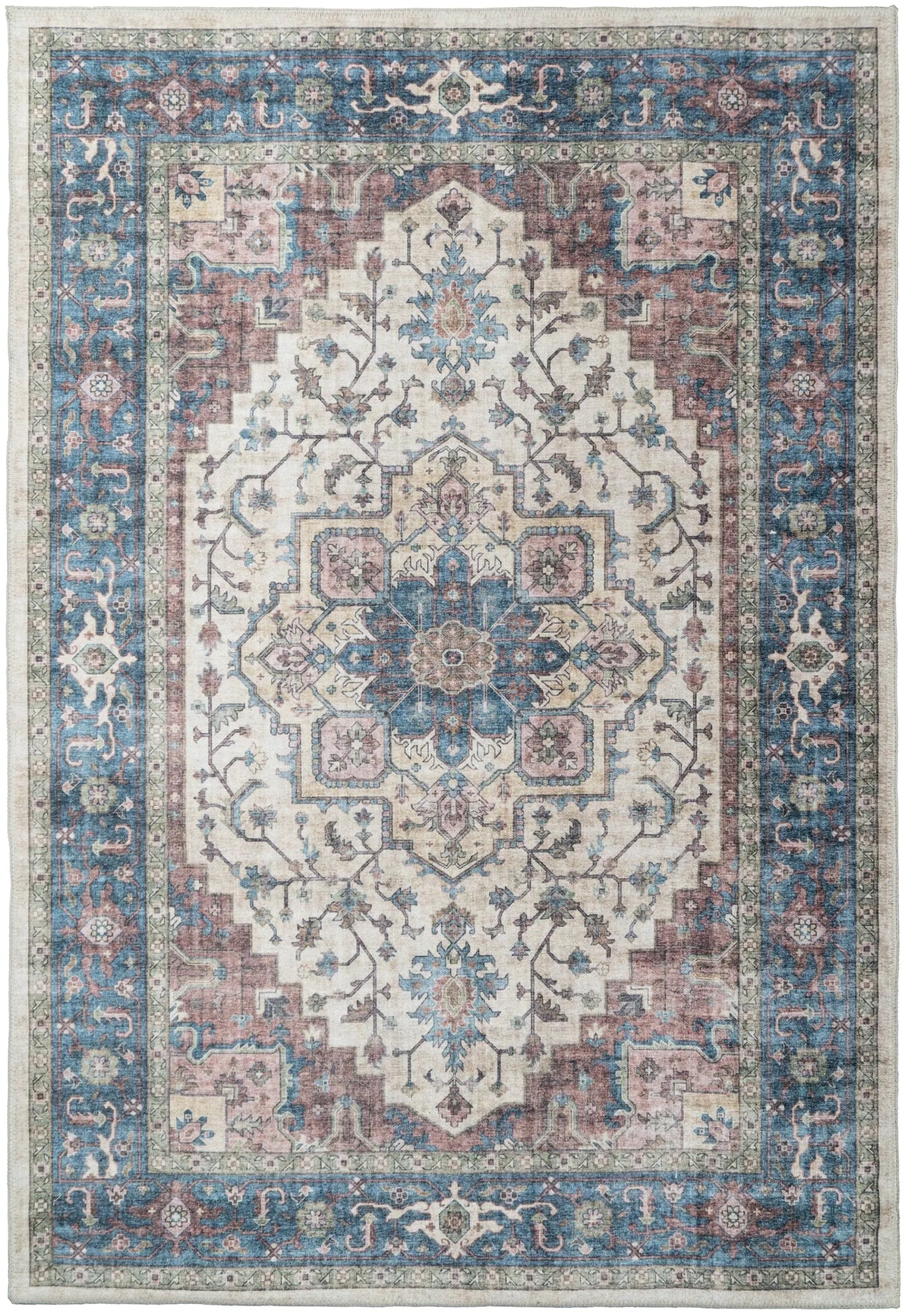 Dynamic Rugs Elise 6302 Power Loomed Traditional Red/Blue/Beige Rug - Rectangular