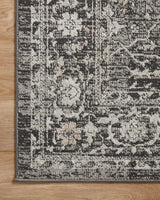 Loloi Odette Odt-01 Charcoal/Silver Rug - corner on wood