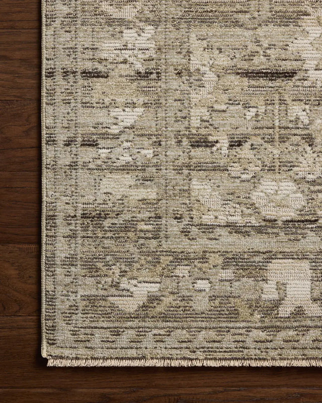 Loloi Milena MLE-01 Sage / Ivory Rug - corner on wood