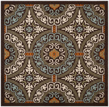Safavieh Veranda 6'-7" x 6'-7" Rug in Chocolate / Aqua