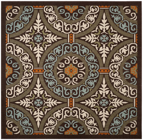 Safavieh Veranda 6'-7" x 6'-7" Rug in Chocolate / Aqua