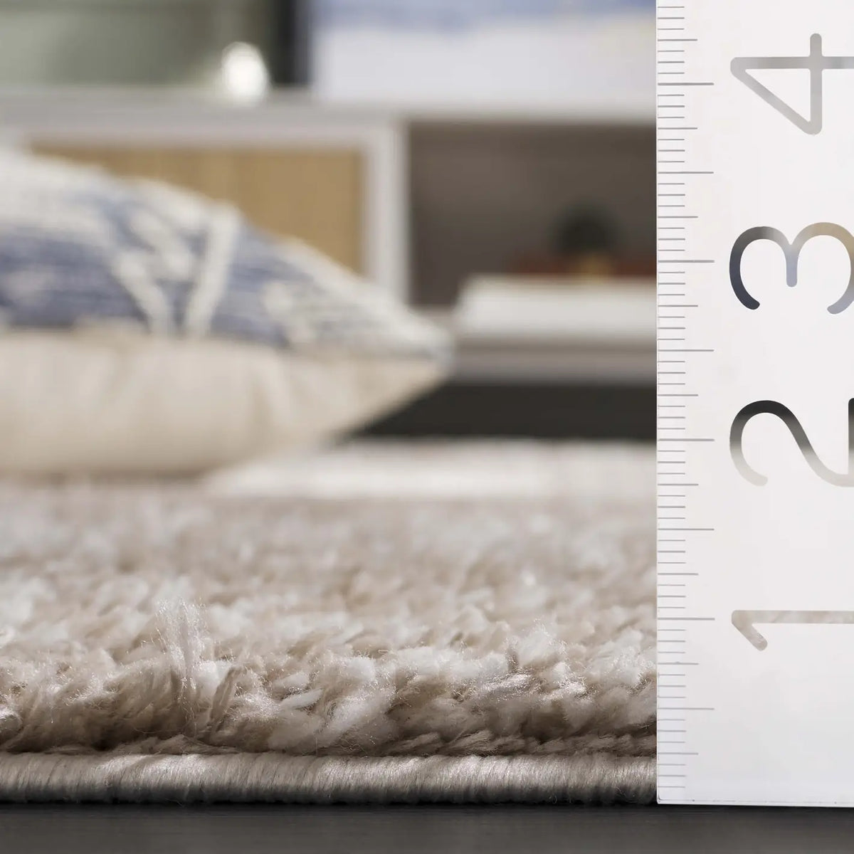 Safavieh Penelope Shag 4'-0" x 6'-0" Rug in Taupe / Ivory