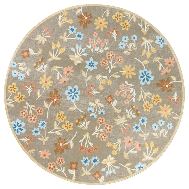 Safavieh Martha Stewart Washable 6'-0" x 6'-0" Rug in Dark Beige / Light Blue