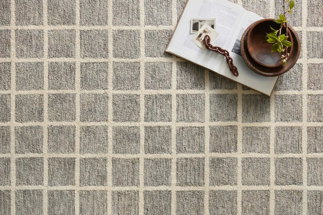 Chris Loves Julia x Loloi Polly POL-05 Slate / Ivory Rug - styled aerial 1