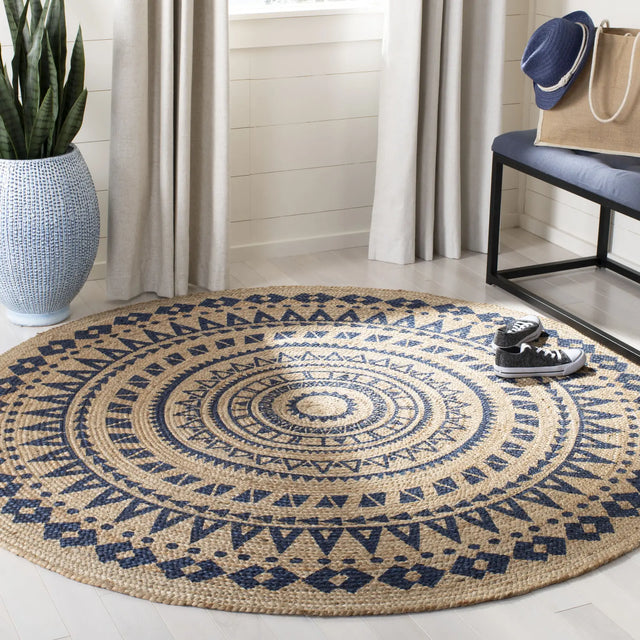 Safavieh Natural Fiber 5'-0" x 5'-0" Rug in Royal Blue / Natural