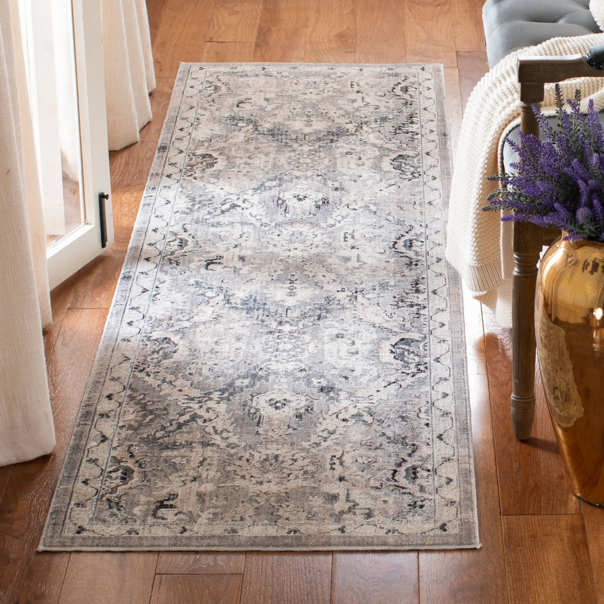 Safavieh Vintage Persian 2'-2" x 8'-0" Rug in Grey / Blue