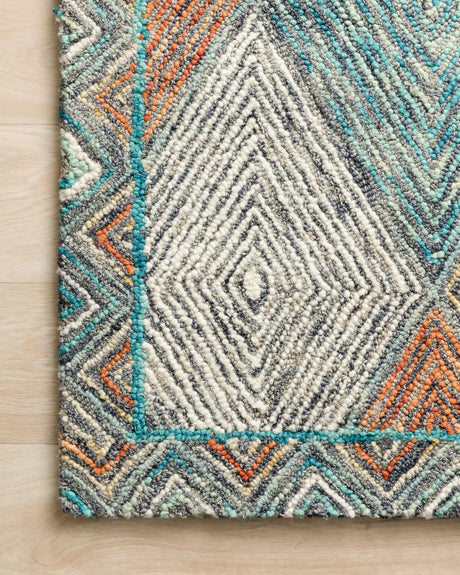 Loloi Spectrum Spe-02 Sunset/Ocean Rugs - corner on wood