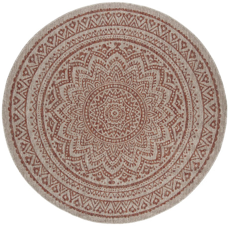 Safavieh Courtyard 5'-3" x 5'-3" Rug in Light Beige / Terracotta