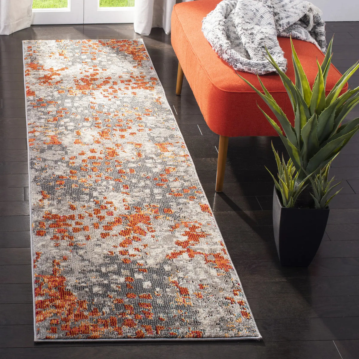 Safavieh Monaco 2'-2" x 10'-0" Rug in Grey / Orange